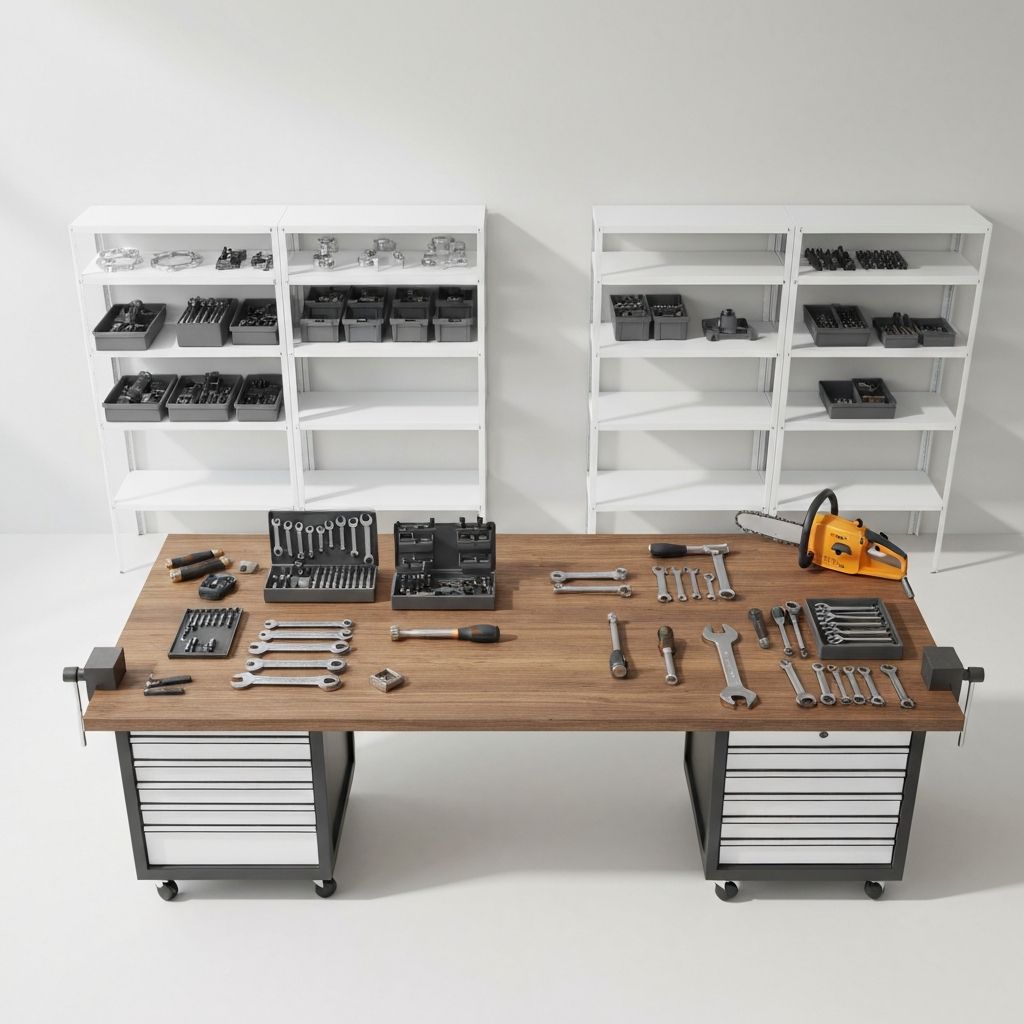 Sauberer Arbeitsbereich einer Fahrradwerkstatt